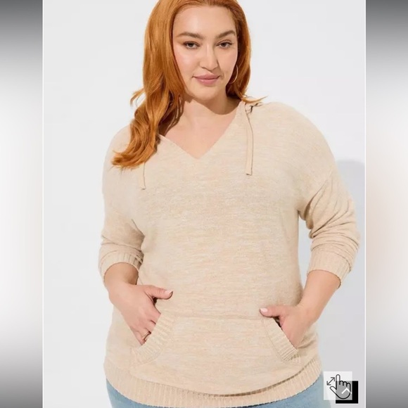 Torrid Cream V-Neck Sweater Soft Knit - Picture 1 of 5